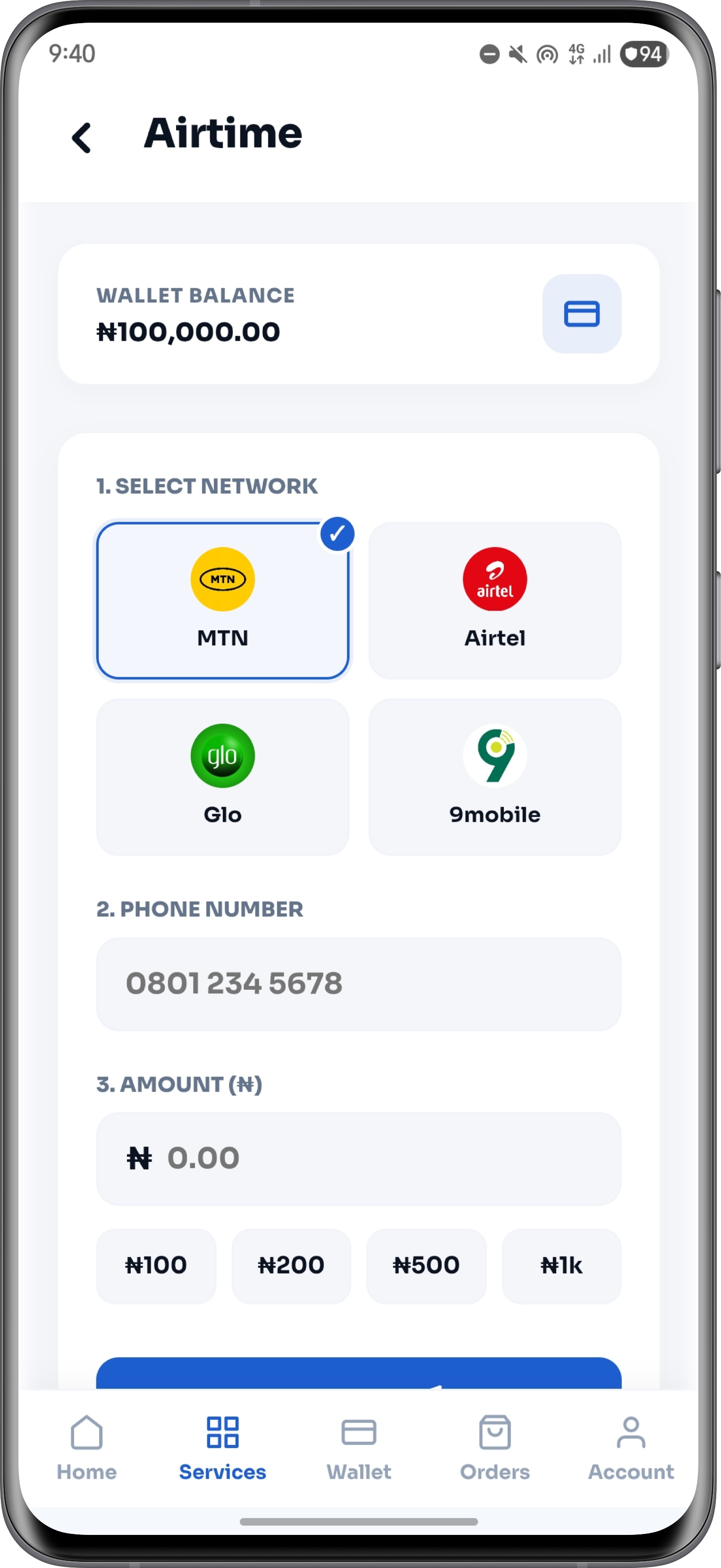 BRYT Pay Airtime Interface